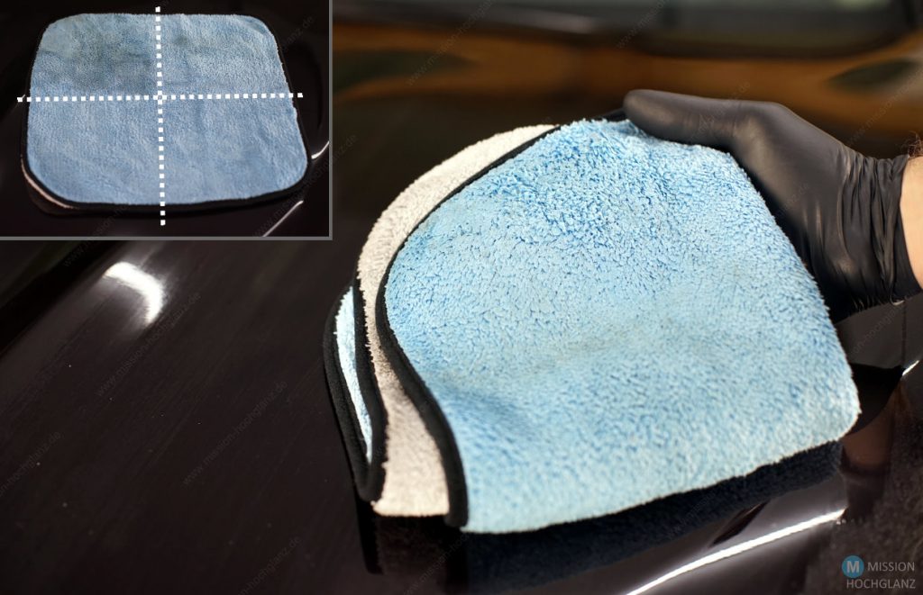 Wasserlose Wäsche - Schmutziges Microfasertuch nach der Anwendung