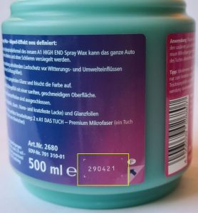 Dr. Wack Rückrufaktion für  A1 High End Spray Wax